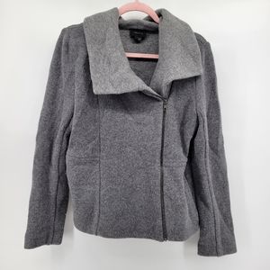 Theory asymmetrical zip up sweater wool blend L